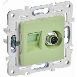 SKANDY Розетка двойная TV+RJ45 кат.6E SK-A15G мятный IEK SKANDY Розетка двойная TV+RJ45 кат.6E SK-A15G мятный IEK
