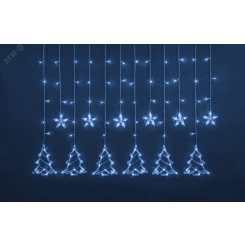 Гирлянда новогодняя светодиодная NGF-D033-03 бахрома звезды и елочки Blue 2.5*1м IP20 Гирлянда новогодняя светодиодная NGF-D033-03 бахрома звезды и елочки Blue 2.5*1м IP20