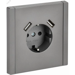 FORTE&PIANO Розетка 1-местная с заземлением с защитными шторками винтовое крепление 16А USB A+A 3,1А FP545 сталь IEK FORTE&PIANO Розетка 1-местная с заземлением с защитными шторками винтовое крепление 16А USB A+A 3,1А FP545 сталь IEK