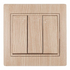 Выключатель тройной, 10А-250В, СУ, Plano, сосна,1-106-11