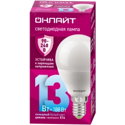 Лампа светодиодная 13вт OLL-G45-13-230-6.5K-E14-FR PRO 90-240В ОНЛАЙТ Лампа светодиодная 13вт OLL-G45-13-230-6.5K-E14-FR PRO 90-240В ОНЛАЙТ