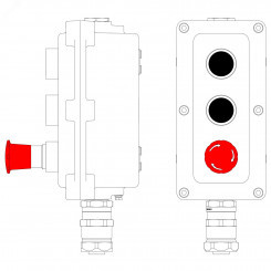 Взрывонепроницаемый пост управления из алюминия LCSD-03-B-MB-P1B(11)x1-P1B(11)x1-P6R(11)x1-PBMB-KAEPM2MHK-20