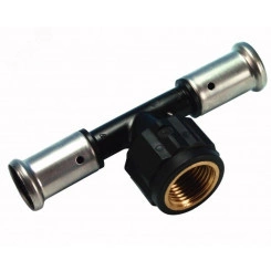 Тройник пресс 26х1/2'ВРх26 переходной, ПВДФ с черной заглушкой