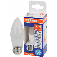 Лампа светодиодная LED 7Вт Е27 4000К 600Лм свеча 220В (замена 60Вт) OSRAM