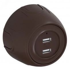 Розетка USB двойная  Rotondo, с подсветкой, цвет коричневый