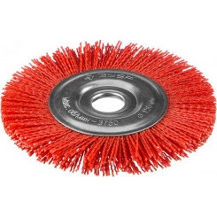 Щетка дисковая для УШМ, нейлоновая проволока с абразивным покрытием, 150х22мм ''Профессионал''. Щетка дисковая для УШМ, нейлоновая проволока с абразивным покрытием, 150х22мм ''Профессионал''.