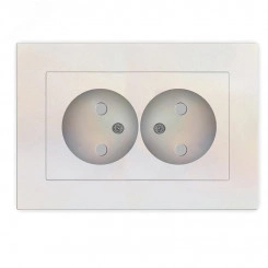 Розетка двухместная UNIVersal серия Афина б/з, с/у, з/ш, 16А, 220В, жемчуг (еврослот), механизм Розетка двухместная UNIVersal серия Афина б/з, с/у, з/ш, 16А, 220В, жемчуг (еврослот), механизм