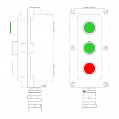 Взрывонепроницаемый пост управления из алюминия LCSD-03-B-MB-L1G(220)x1-P1G(11)x1-P1R(11)x1-PBMB-KA2MHK