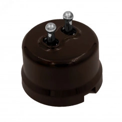 Выключатель Лизетта 2-кл., пластик, цвет Коричневый, Серебро (тумблерный)