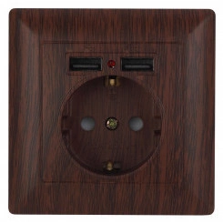 Розетка P+E Schuko со шторками, 16А-250В + 2хUSB, IP20, СУ, Solo, венге, 4-410-10 Розетка P+E Schuko со шторками, 16А-250В + 2хUSB, IP20, СУ, Solo, венге, 4-410-10