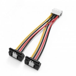 Кабель переходник питания MOLEX 4 pin M на 2xSATA 15 pin F, угол 90 гр., 0.15 м.