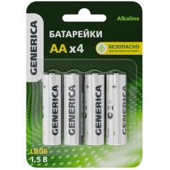 Батарейка щелочная Alkaline LR06/AA (4шт/блистер) GENERICA