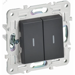 SKANDY Выключатель 2-клавишный с индикацией 10А SK-V09T титан IEK SKANDY Выключатель 2-клавишный с индикацией 10А SK-V09T титан IEK