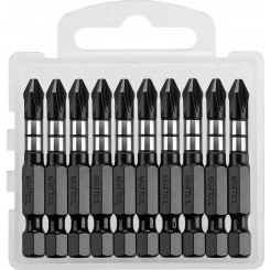 Биты Impact Pro, Philips, тип хвостовика E 1/4'', PH2, 50мм, 10шт, в пластиковом боксе Биты Impact Pro, Philips, тип хвостовика E 1/4'', PH2, 50мм, 10шт, в пластиковом боксе