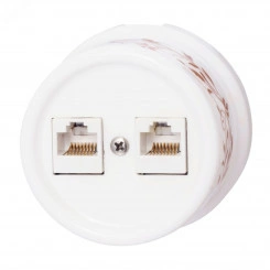 Розетка Лизетта RJ45 информационная двойная, керамика, цвет белый, декор D6/2 Розетка Лизетта RJ45 информационная двойная, керамика, цвет белый, декор D6/2