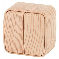 Выключатель двойной, 10A-250В, ОУ, Polo, сосна,3-104-11 Выключатель двойной, 10A-250В, ОУ, Polo, сосна,3-104-11