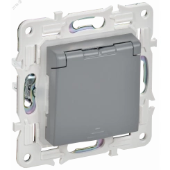 SKANDY Розетка 1-местная с заземлением с защитными шторками и крышкой 16А IP44 SK-R11Gr серый IEK SKANDY Розетка 1-местная с заземлением с защитными шторками и крышкой 16А IP44 SK-R11Gr серый IEK