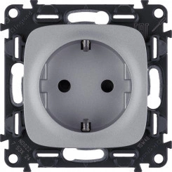 Valena ALLURE Розетка силовая 2К+З 16А 250В с лицевой панелью винтовые зажимы алюминий Valena ALLURE Розетка силовая 2К+З 16А 250В с лицевой панелью винтовые зажимы алюминий