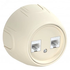 Розетка двойная компьютерная RJ45 кат.5e  Rotondo, цвет бежевый