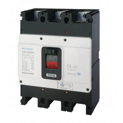 Выключатель автоматический в литом корпусе типа HGM, типоразмера 630AF, арт.HGM630S3PT4BS0000C00630F (630А, 50кА, 3 полюса, регулируемый термомагнитный расцепитель, прямой шинный вывод)