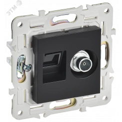 SKANDY Розетка двойная TV+RJ45 кат.5E SK-A14Bl черный IEK SKANDY Розетка двойная TV+RJ45 кат.5E SK-A14Bl черный IEK