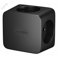 Разветвитель электрический (четверник, куб)  АМ 16-4, 16А, черный