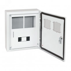 Корпус металлический ЩУРн-ПРО-1х2-МП/7-415х370х147-IP66-УХЛ1 1ф х 2 счетчика на МП с окном учета, 7 мод., типоисполнение ПРО