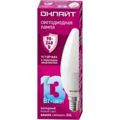 Лампа светодиодная 13вт OLL-C37-13-230-6.5K-E14-FR PRO 90-240В ОНЛАЙТ