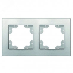 Рамка двухместная горизонтальная Афина серебро (еврослот) Рамка двухместная горизонтальная Афина серебро (еврослот)