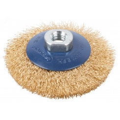 Щетка для УШМ, М14, Тарелка, латунированная витая проволока 0,3 мм, 125 мм, блистер, Profi