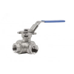 Кран шаровой нерж Ду 10 Ру63 ВР под электропривод полнопроходной 3-ходовой Г-образный