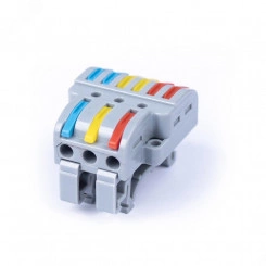 Клемма соединительная универсальная проходная 3-6 полюса с рычагом на DIN-рейку 0.08- Клемма соединительная универсальная проходная 3-6 полюса с рычагом на DIN-рейку 0.08-