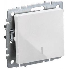 BRITE Выключатель одноклавишный проходной с индикацией 10А ВС10-1-7-БрБ белый IEK