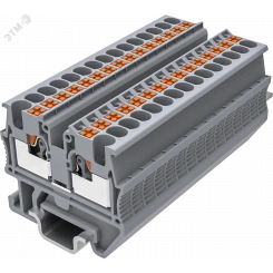 Клемма мини TP 1-1 проходная, Push-in, сечение 1,5 мм. кв., DIN 15, серая