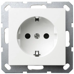 Розетка Schuko с защитными шторками 16A 250V~ 2P+T, цвет белый глянцевый Розетка Schuko с защитными шторками 16A 250V~ 2P+T, цвет белый глянцевый