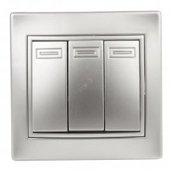 Выключатель тройной, 10А-250В, СУ, Plano, алюминий,1-106-03 Выключатель тройной, 10А-250В, СУ, Plano, алюминий,1-106-03