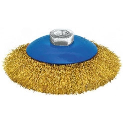 Щетка для УШМ, М14, тип ''Тарелка'', латунированная витая проволока 0,3 мм, 115 мм, Profi