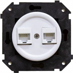 Розетка 2RJ45 + накладка, цвет белый (скрытый монтаж)