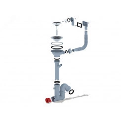 Сифон для мойки 3 1/2 х 40 с отводом для стиральной машины с круглым гибким и прямоугольным переливом