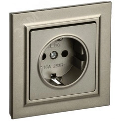 BRITE Розетка 1 пост с заземлением с защитными шторками 16А в сборе РСР14-1-0-БрШ шампань IEK BRITE Розетка 1 пост с заземлением с защитными шторками 16А в сборе РСР14-1-0-БрШ шампань IEK