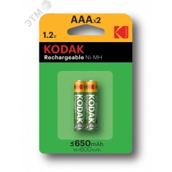 Аккумуляторы NiMH (никель-металлгидридные) Kodak HR03-2BL 650mАh [K3AHR-2/650mАh ] (20/240/16800)