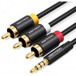 Аудио кабель Jack 3.5 мм M на 3RCA M, 1.5 м.