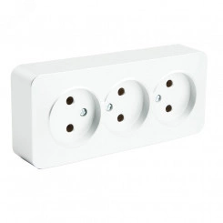 Розетка трехместная б/з 250В 10А серия София белый STEKKER