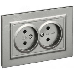 BRITE Розетка 2-местная без заземления с защитными шторками 10А в сборе РСш12-2-БрС сталь IEK BRITE Розетка 2-местная без заземления с защитными шторками 10А в сборе РСш12-2-БрС сталь IEK