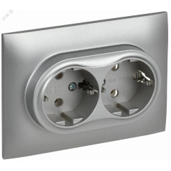 SKANDY Розетка 2-местная с заземлением без защитных шторок 16А в сборе SK-R08S серебряный IEK SKANDY Розетка 2-местная с заземлением без защитных шторок 16А в сборе SK-R08S серебряный IEK