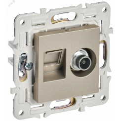 SKANDY Розетка двойная TV+RJ45 кат.6E SK-A15Sh шампань IEK SKANDY Розетка двойная TV+RJ45 кат.6E SK-A15Sh шампань IEK