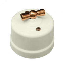 Выключатель Лизетта 2-кл., пластик, цвет Слоновая кость, Медь