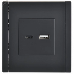 FORTE&PIANO Розетка USB A+C 18Вт FP151 черный IEK