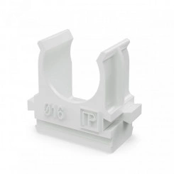 Крепёж-клипса для труб Полистирол белая d16 мм (100шт/2000шт уп/кор) Промрукав Крепёж-клипса для труб Полистирол белая d16 мм (100шт/2000шт уп/кор) Промрукав