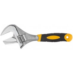 Ключ разводной ''Техно'' CrV, узкие + переставная губки, шкала, увеличен.захват, прорезин.ручка 250 мм ( 52 мм ) Ключ разводной ''Техно'' CrV, узкие + переставная губки, шкала, увеличен.захват, прорезин.ручка 250 мм ( 52 мм )